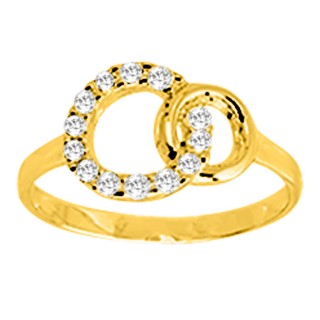 Anillo bañado en oro con 2 aros de circonitas