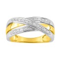 Anel em ouro bicolor 9K cruz com diamante 0.05 ct