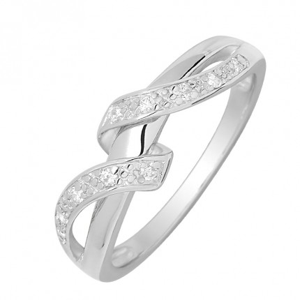 Anillo de plata con diseño de 2 tiras cruzadas con circonitas