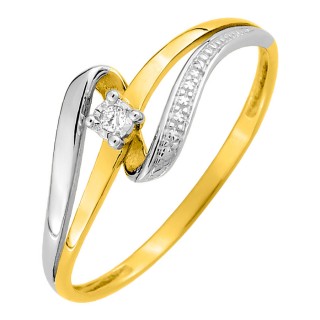 Anillo de oro bicolor con diamante
