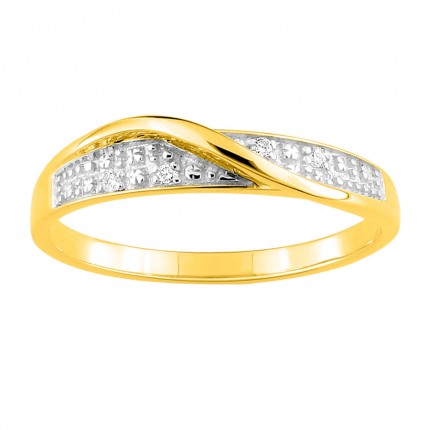 Anel em ouro amarelo 9K com diamantes de 0.02 ct