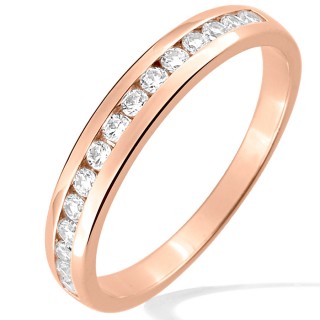 Anillo bañado en oro rosa 3mm con circonita Oro Vivo