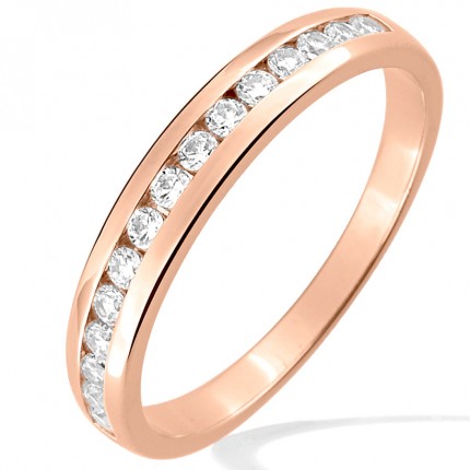 Anillo bañado en oro rosa 3mm con circonita Oro Vivo