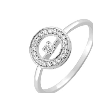 Anillo de plata con circonita y circulo Oro Vivo