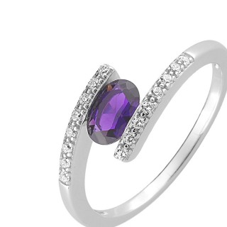 Anillo de plata con circ. Lila  Oro Vivo