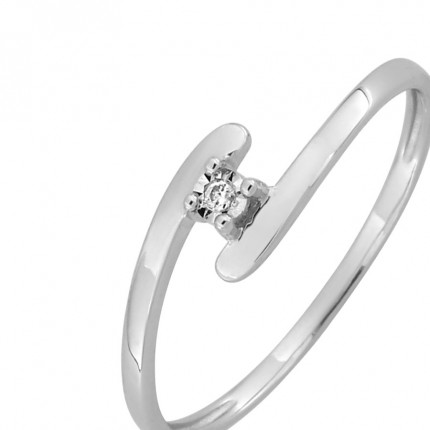 Anel em ouro branco 9K invisível com diamante 0.01CT