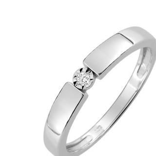 Anel em ouro branco 9K invisível com diamante 0.02CT