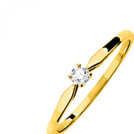 Anel em ouro amarelo 9K com diamante 0.08CT