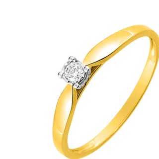 Anillo de oro amarillo 9K bicolor con diamante 0.052CT