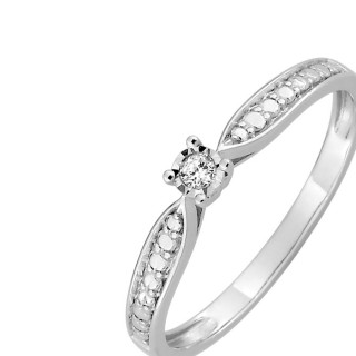 Anillo de oro blanco 9K decorado con diamante 0.03CT