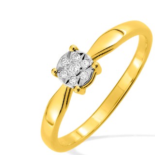 Anel em ouro amarelo 9K ilusião diamante 0.04CT