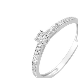 Anel em ouro branco 9K decorado com diamante 0.06CT