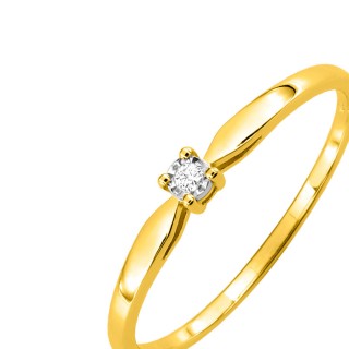 Anel em ouro amarelo 9K e diamante 0.013CT