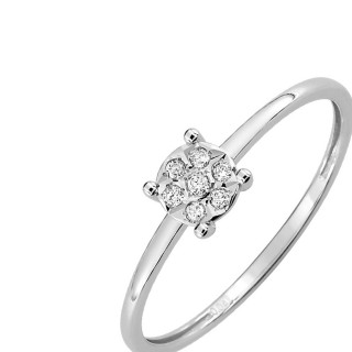 Anel em ouro branco 9K ilusão e diamante 0.04CT