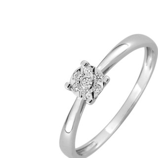Anel em ouro branco 9k ilusão e diamante 0.046CT