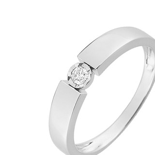 Anillo de compromiso de oro blanco 9K invisible y diamante 0.052CT
