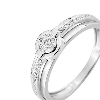 Anel em ouro branco 9k com diamante de 0.041CT