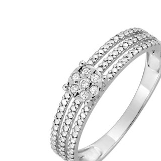 Anel em ouro branco 9K decorado com diamante 0.046CT