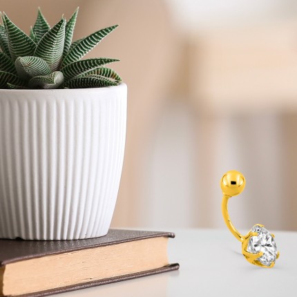 Piercing para umbigo em ouro amarelo 9K com zircónia