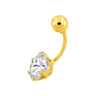 Piercing para ombligo de oro amarillo 9K con circonita
