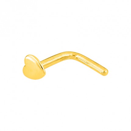 Piercing para naríz con corazón de oro amarillo 18K