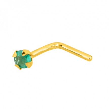 Piercing para nariz em ouro amarelo 18K com esmeralda