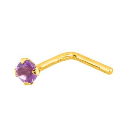 Piercing para naríz de oro amarillo 18K con amatista