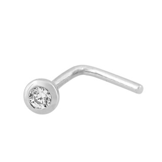 Piercing para naríz de oro blanco 18K y circonita en chatón