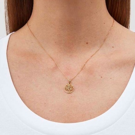 Colar em ouro amarelo 9 kt com árvore da vida
