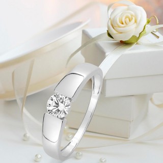 Anillo de oro blanco 9K invisible con circonita