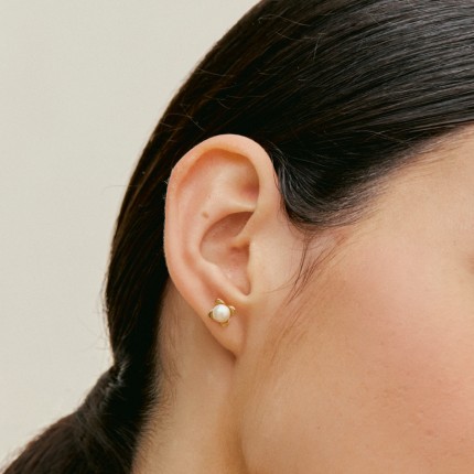 Pendientes de oro amarillo 18k, perlas de agua dulce