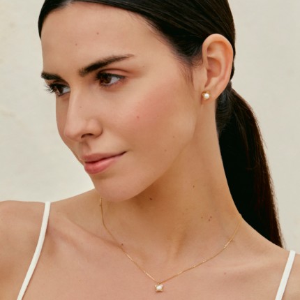 Pendientes de oro amarillo 18k, perlas de agua dulce