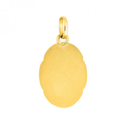 Medalha oval em ouro amarelo 18K com virgem em relevo