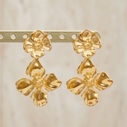 Pendientes flor de acero dorado