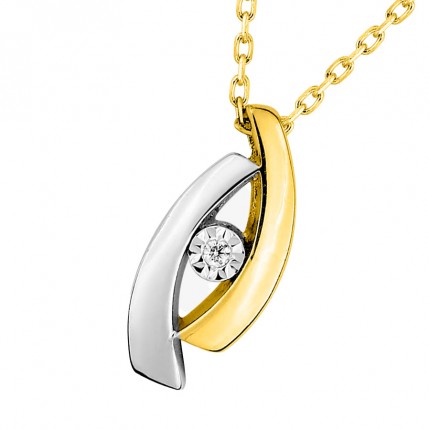 Collar de oro amarillo 9K rodiado con diamante de 0.006 ct 42 cm