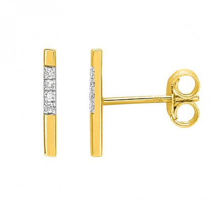 Pendientes de oro de 18K barras bicolor con diamantes