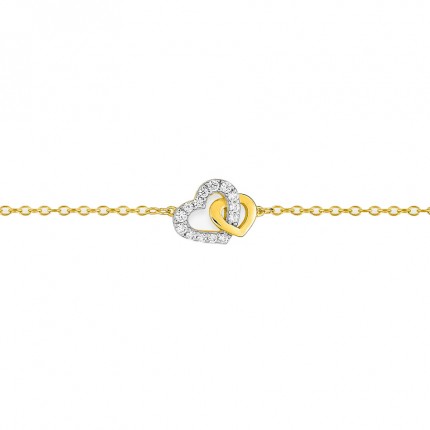 Pulseira banhada em Ouro De Coração e Zircônia Oro Vivo