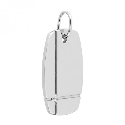 Colgante de plata con circonita y placa ranurada