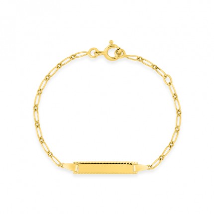 Pulsera de oro amarillo 9 KT para identificación de 14cm