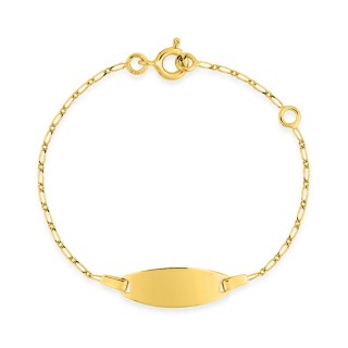 Pulsera identidad bebé de oro amarillo 18 K con cadena rolo