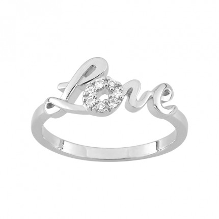 Anillo de plata LOVE con circonita