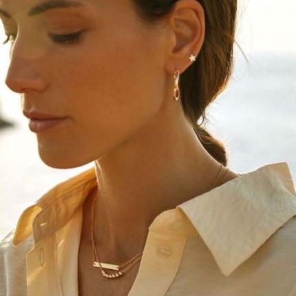 Collar bañado en oro con 7 bolas de 42CM