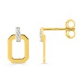 Pendientes de oro amarillo de 9k, diamantes de 0,03 ct y rodio