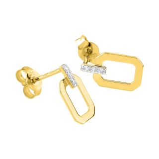 Pendientes de oro amarillo de 9k, diamantes de 0,03 ct y rodio