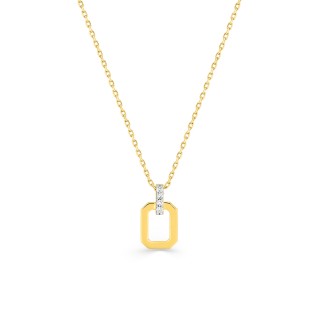 Collar de oro amarillo de 9k, diamantes de 0,02 quilates y rodio