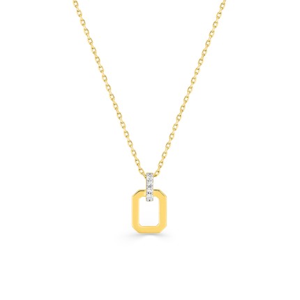 Colar em ouro amarelo de 9k, diamantes de 0,02 ct e ródio