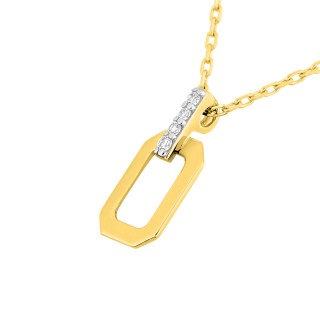 Collar de oro amarillo de 9k, diamantes de 0,02 quilates y rodio