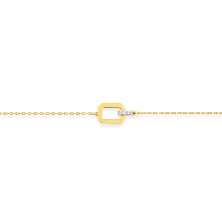 Pulsera de oro amarillo de 9k, diamantes de 0,02 ct y rodio