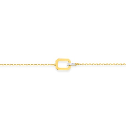 Pulseira em ouro amarelo 9k, diamantes 0,02 ct e ródio