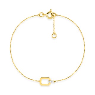 Pulsera de oro amarillo de 9k, diamantes de 0,02 ct y rodio